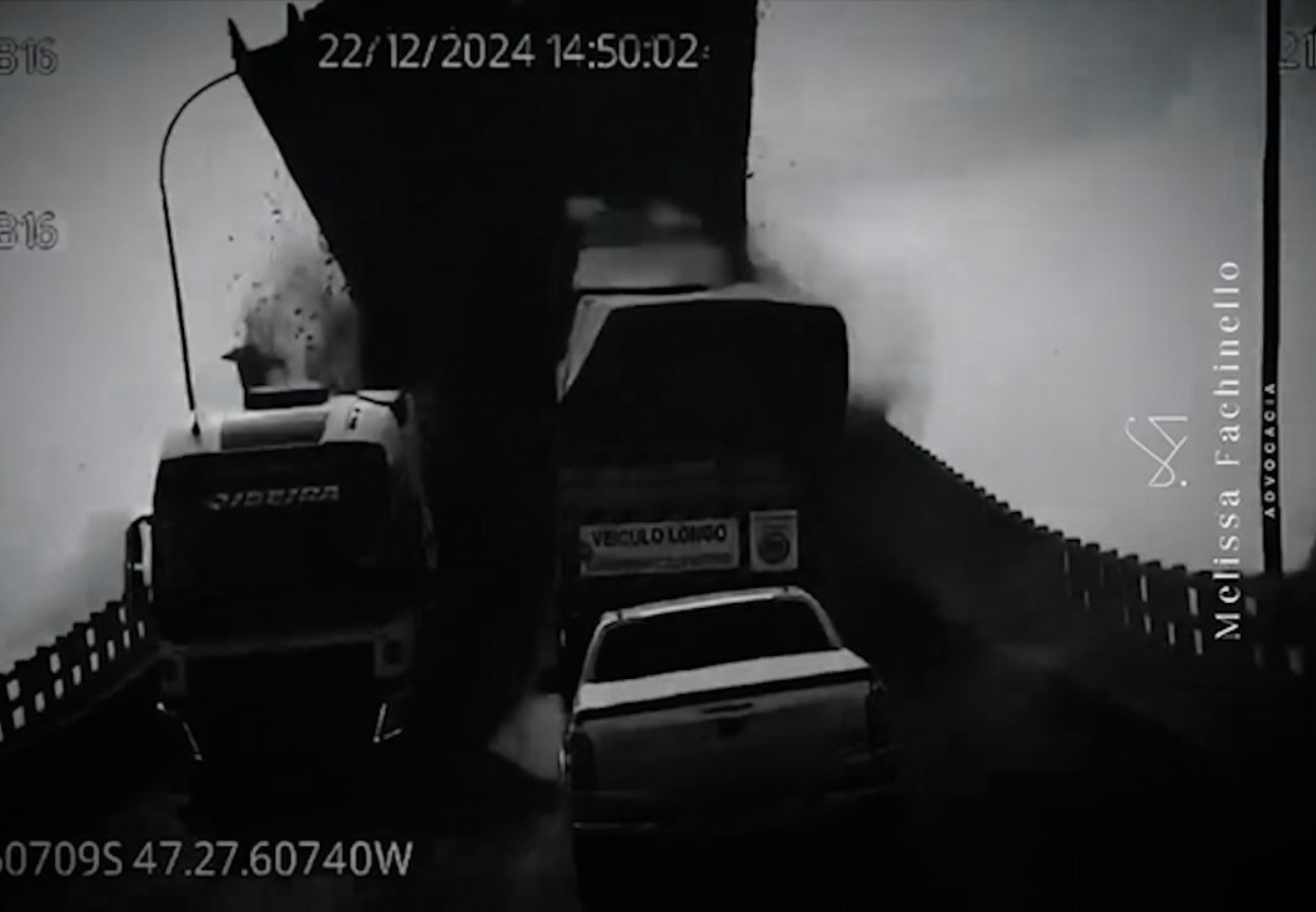 Imagens mostram queda de caminhão vista de dentro da cabine durante desabamento da ponte JK; VÍDEO