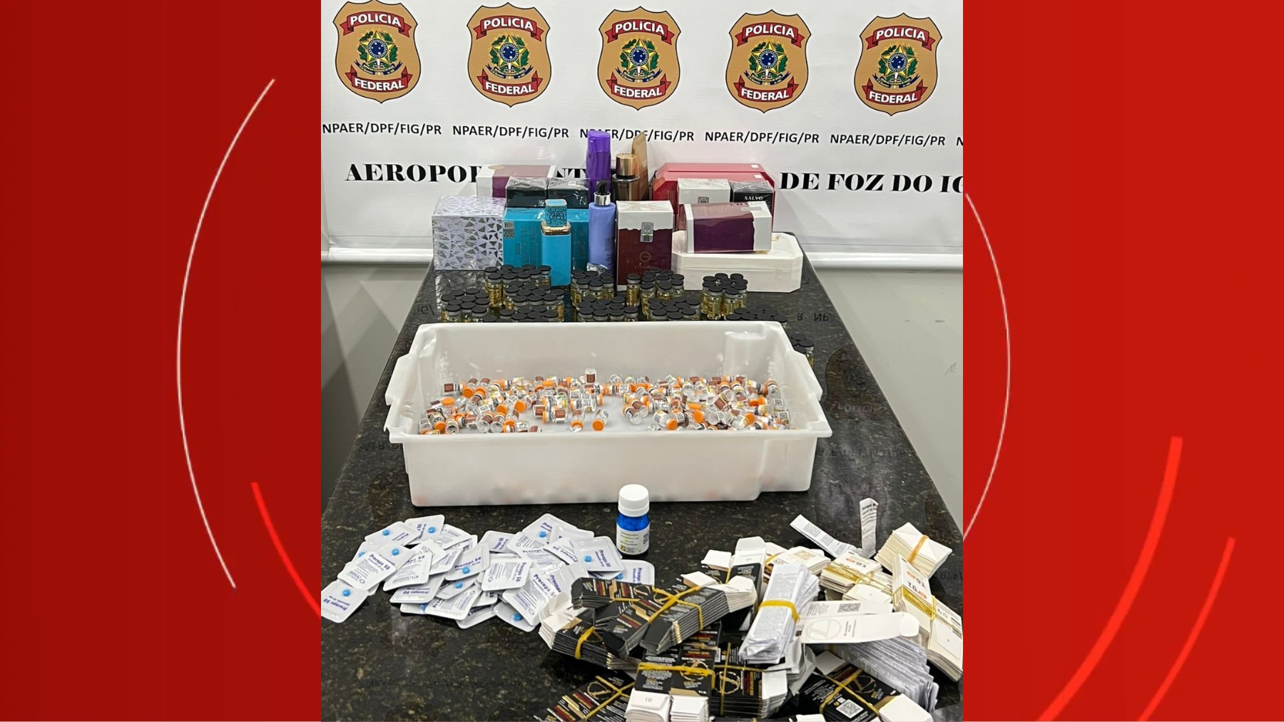 Passageiro é preso com 430 medicamentos para emagrecimento e anabolizantes ilegais no aeroporto de Foz do Iguaçu