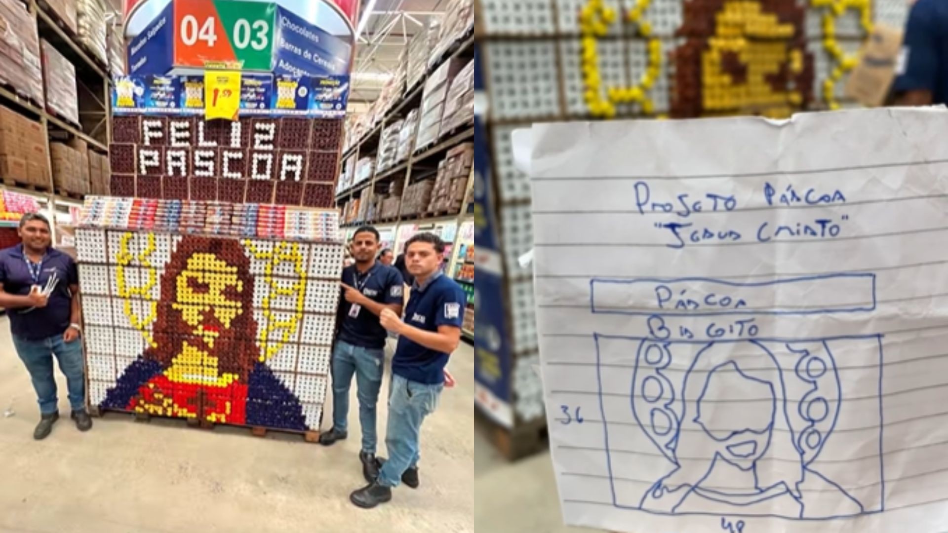 Mural de Páscoa feito com biscoitos viraliza e impressiona nas redes sociais: 'Obra de arte'
