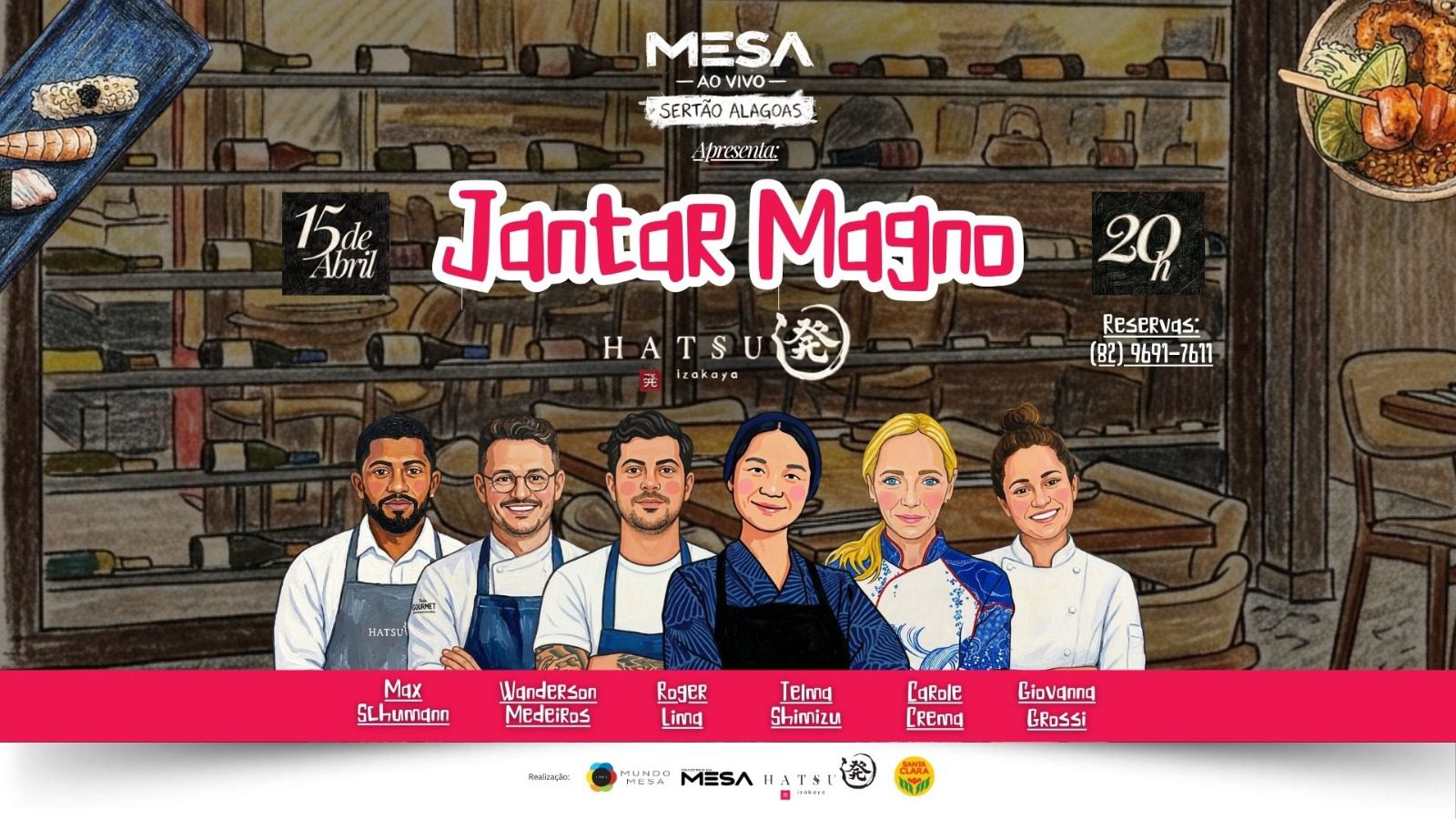 Jantar Magno no Hatsu reúne chefs convidados em noite especial do Mesa Ao Vivo Sertão Alagoas