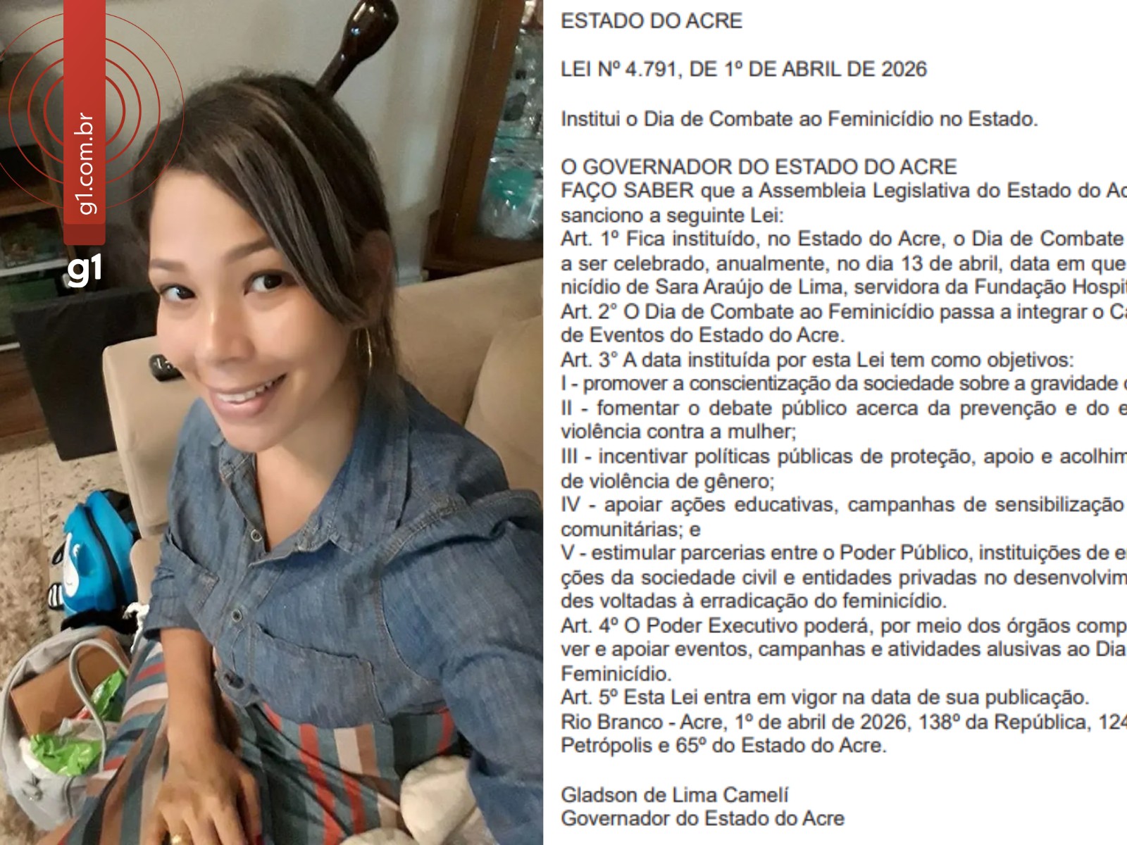 Acre institui Dia de Combate ao Feminicídio em memória de servidora assassinada a tiros em Rio Branco