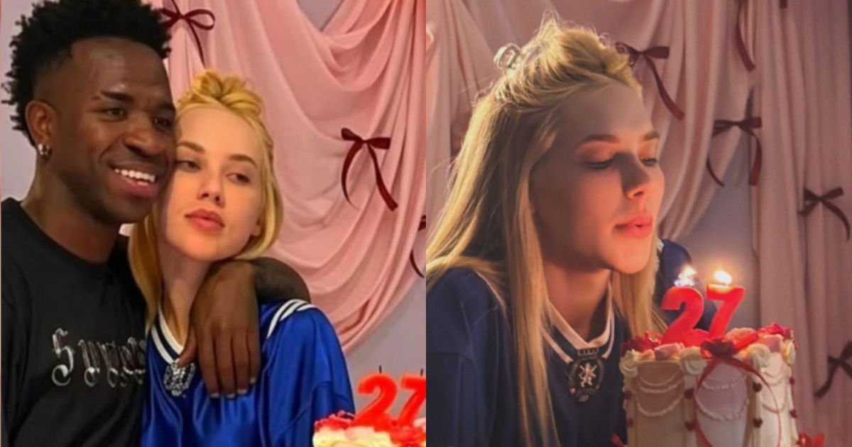 Aos 27 anos, Virgínia ganha festa surpresa de Vini Jr e amigos na Espanha