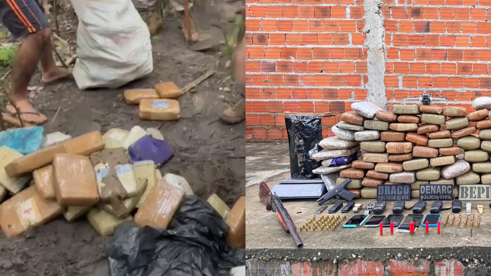 VÍDEO: Tonéis enterrados com 100 kg de drogas são achados no MA; criminosos fugiram após troca de tiros