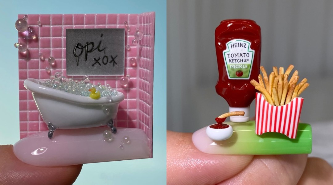 Designer de unhas de Londres viraliza por seus enfeites minúsculos e causa curiosidade nas redes sociais