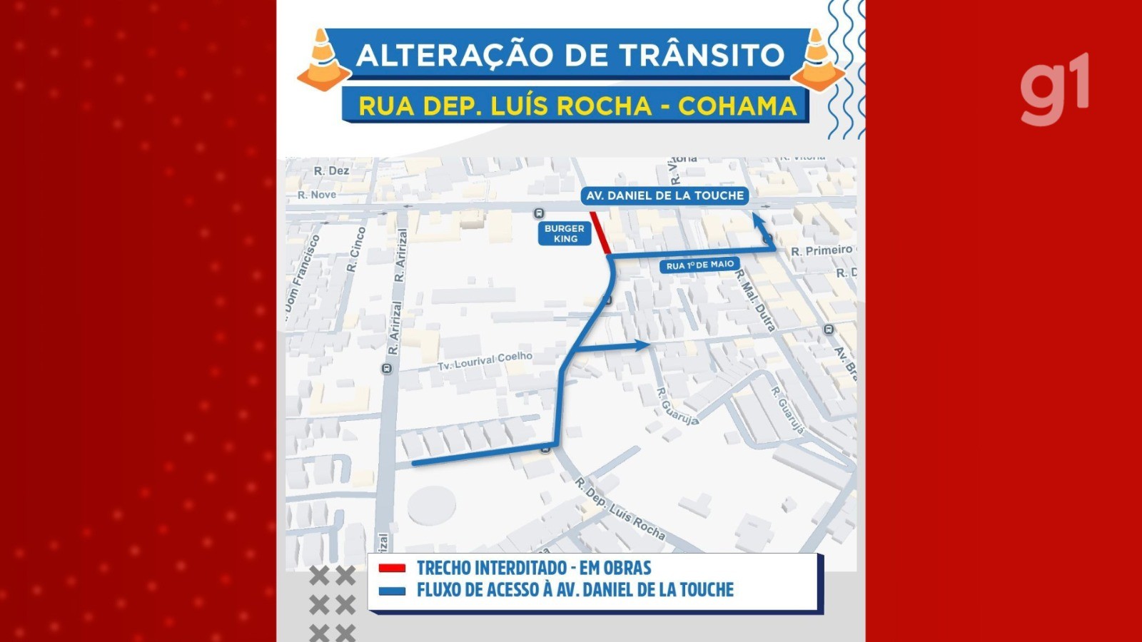 Trecho da Rua Deputado Luís Rocha, no bairro Cohama, é interditado em São Luís; veja como fica
