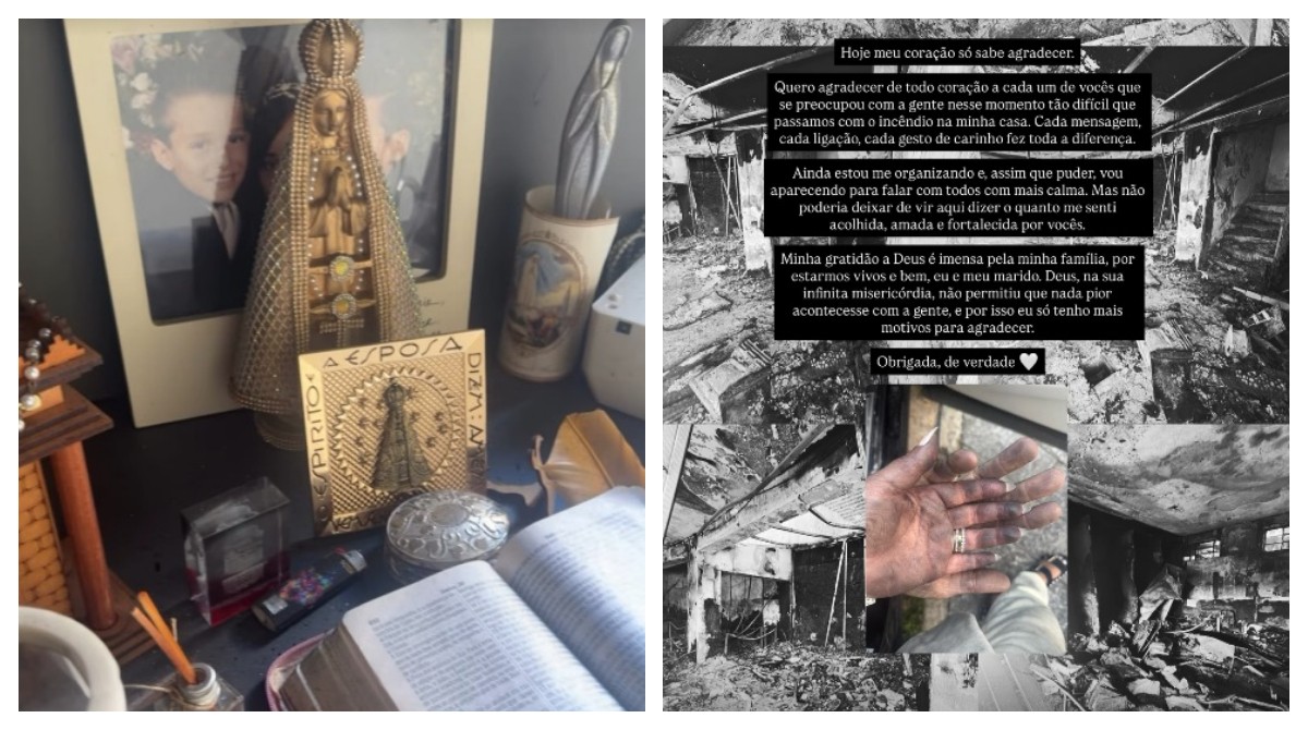 VÍDEO: pai do MC Gui chora ao ter a casa incendiada e altar com Bíblia e santa ficar intacto: 'Deus é bom demais, acreditem nele'