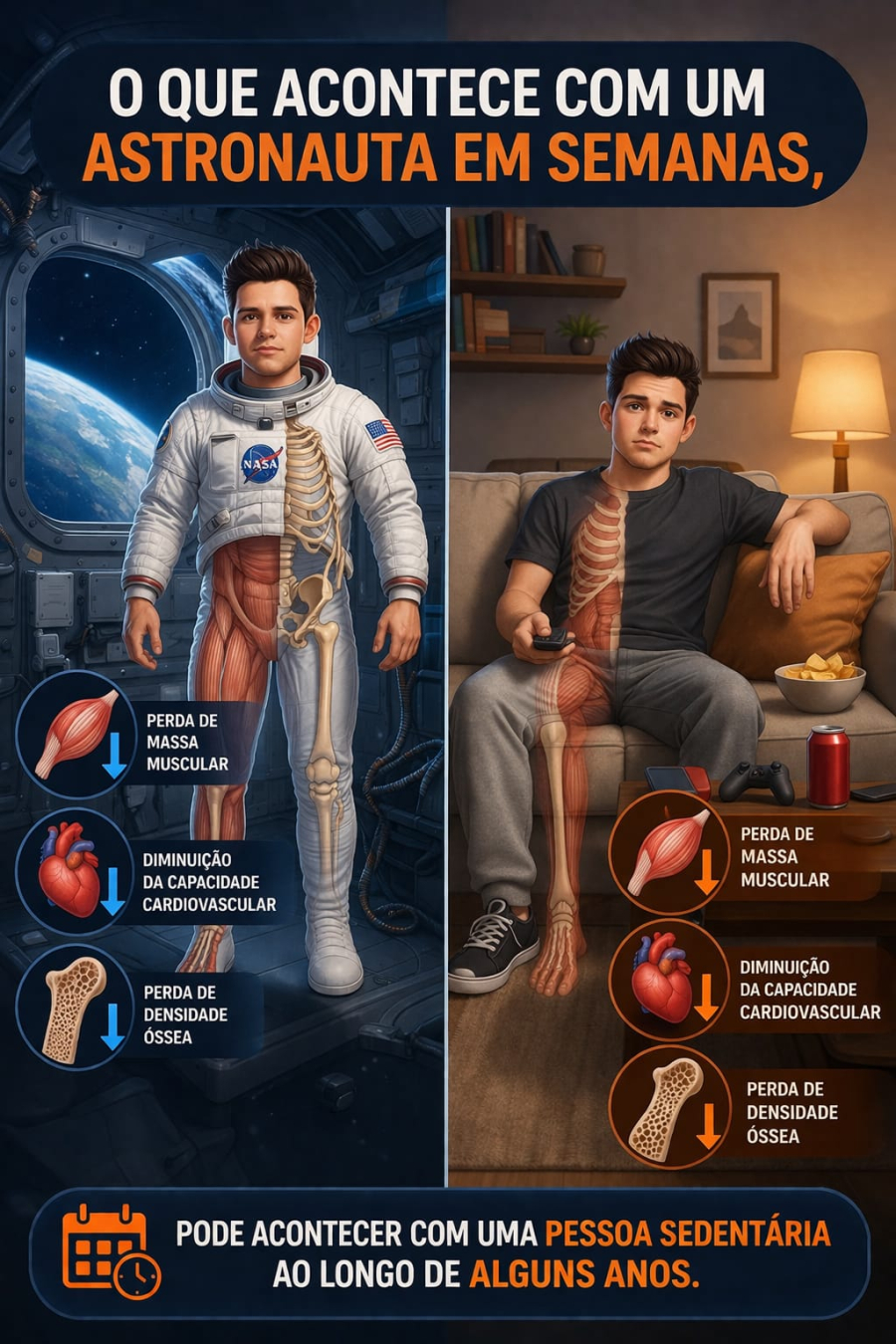  Missão espacial “Artemis” revela impacto do sedentarismo na Terra e no espaço