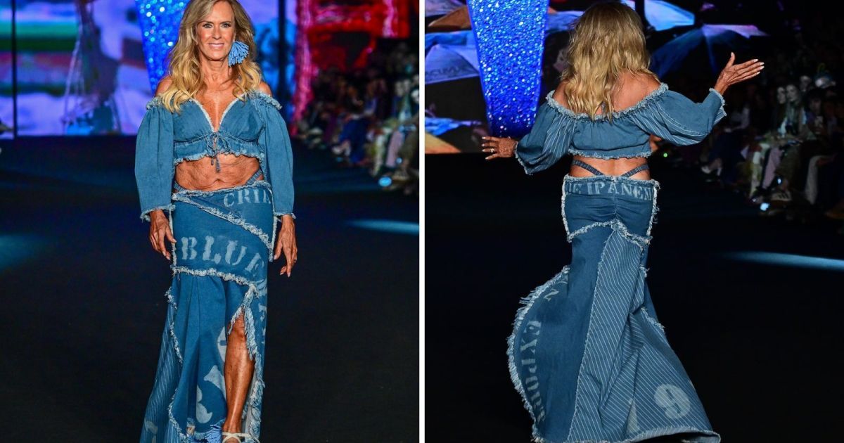 Helô Pinheiro desfila com fio dental à mostra no Rio Fashion Week