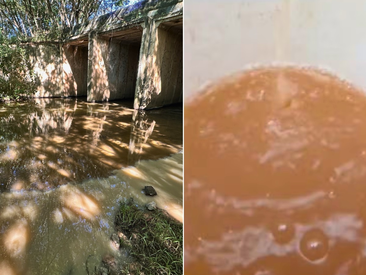 Água oleosa e amarelada: dejetos irregulares de mineradora em rio causaram problema, diz prefeitura