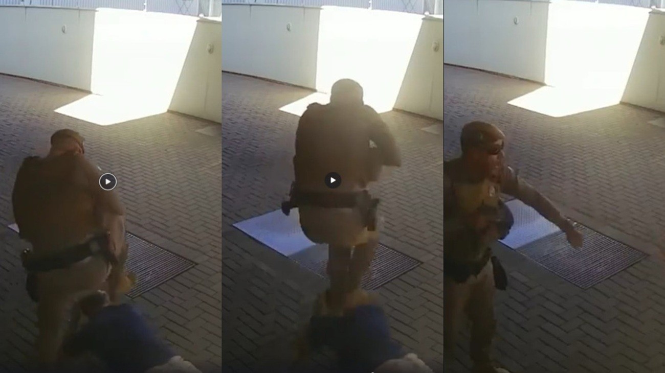 VÍDEO: PM chuta e sobe nas costas de servidor público preso por atropelar 2 motociclistas em SC
