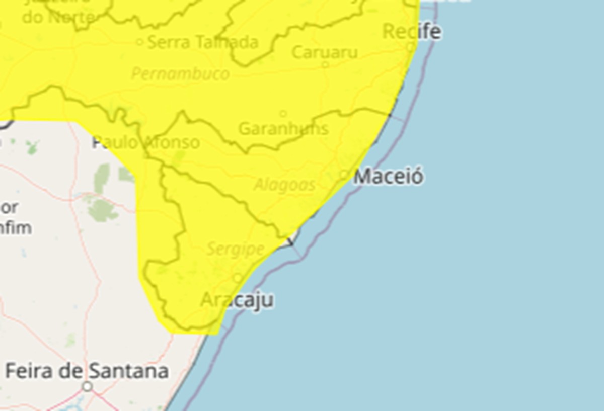 Inmet emite alerta de chuvas intensas para todos os municípios de Alagoas
