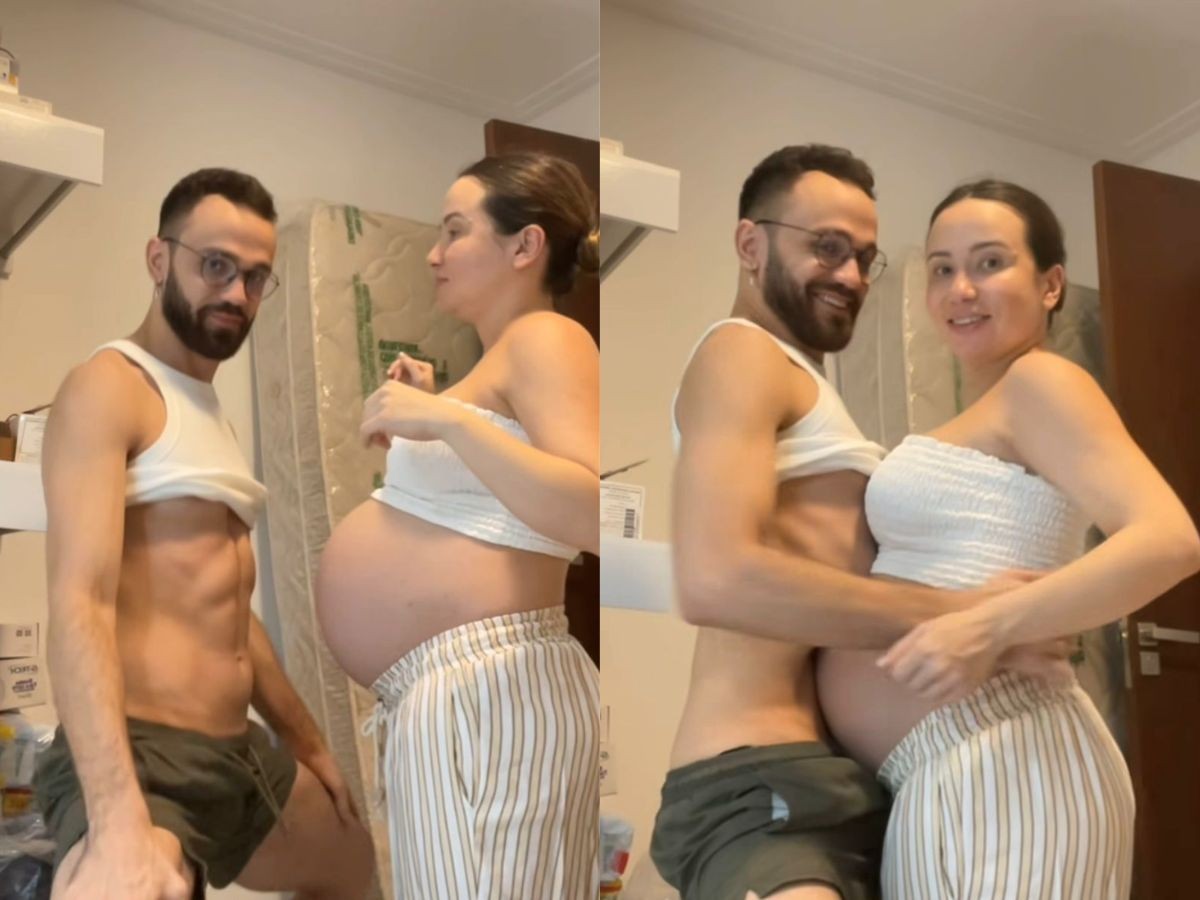 Homem cria 'técnica especial' para conseguir abraçar a irmã grávida e diverte a web