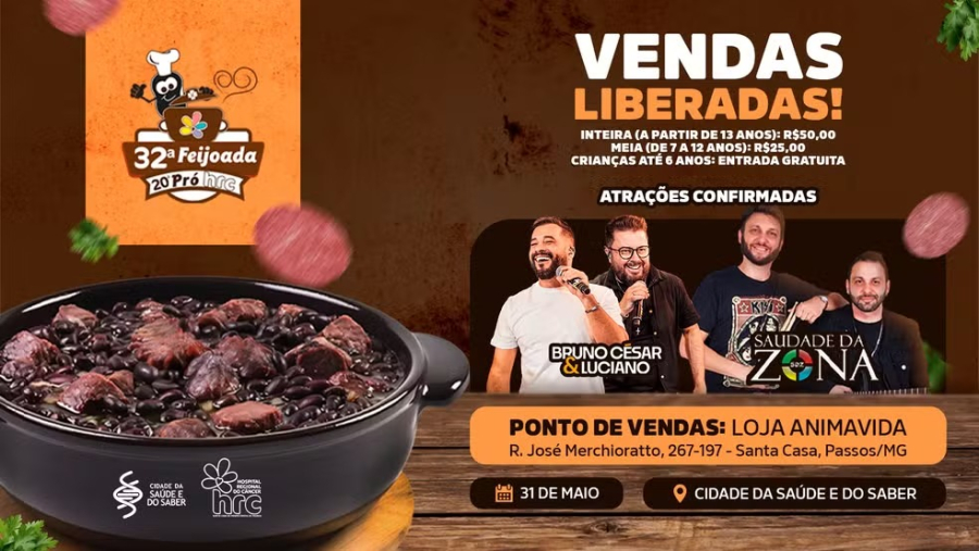 32ª Feijoada Solidária pró HRC irá reunir sabor e solidariedade em Passos