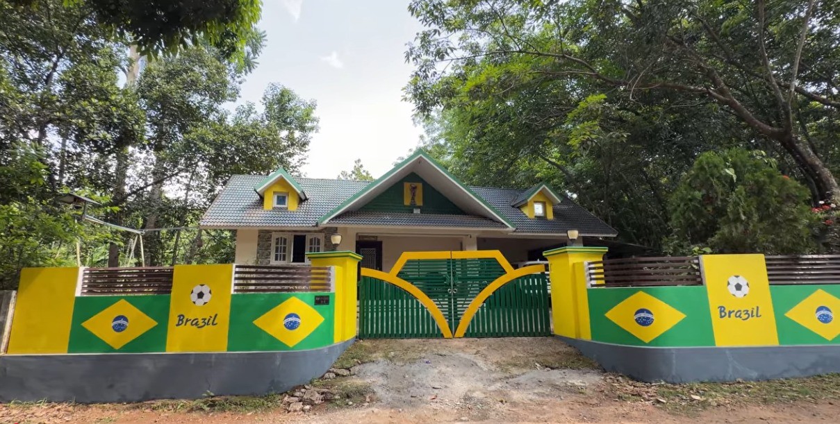 Na Índia, torcedor viraliza ao pintar a casa com as cores do Brasil à espera do hexa