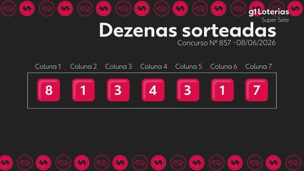 Super Sete hoje: resultado do concurso 857 e números sorteados