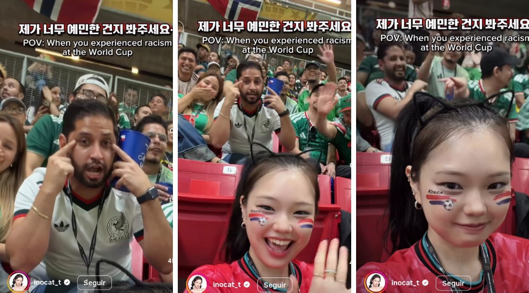 Torcedor mexicano perde o emprego após gesto racista contra influenciadora coreana durante partida da Copa do Mundo