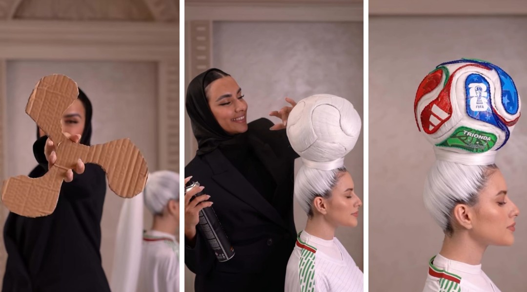 Cabeleireira e artista iraniana cria penteado inspirado na bola oficial da Copa e viraliza nas redes