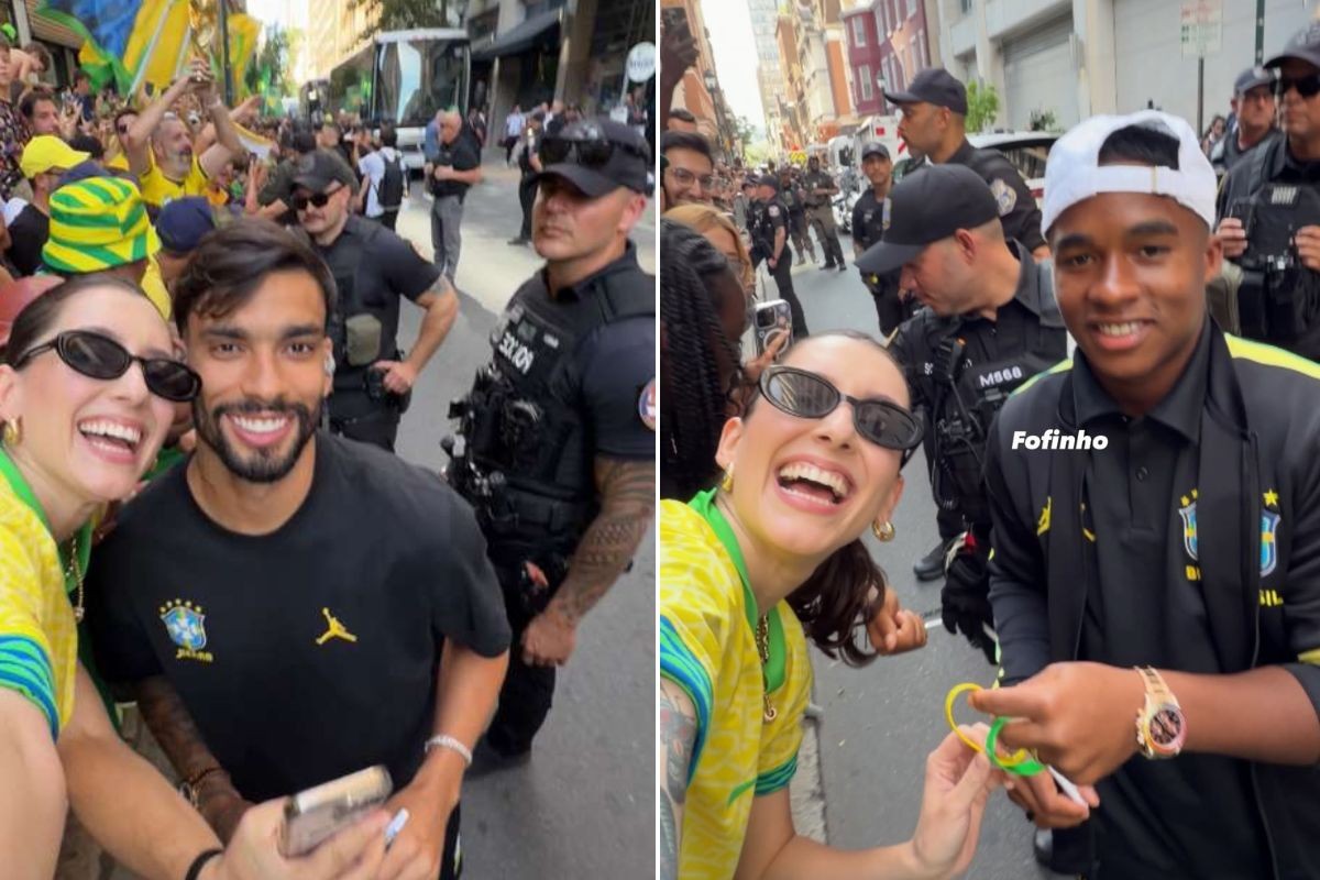 Brasileira registra festa da torcida na Filadélfia e vibra ao tirar fotos com jogadores: 'Clima de Brasil'