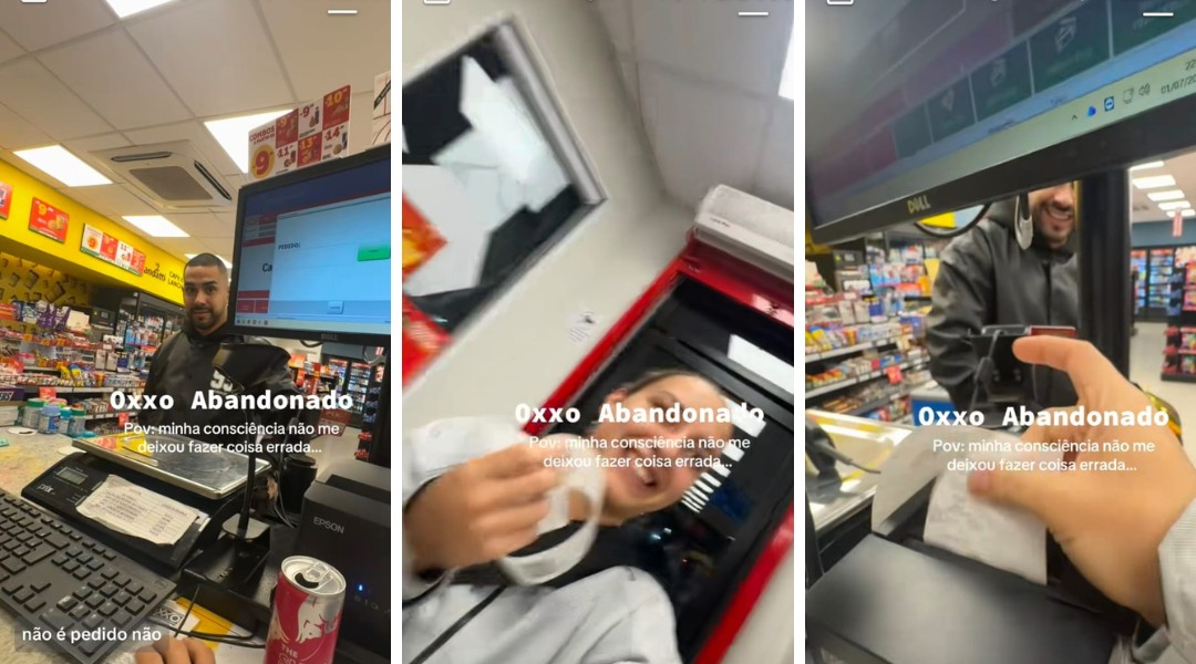 Autoatendimento? Sem funcionário, cliente viraliza ao registrar a própria compra em Oxxo 'abandonado'