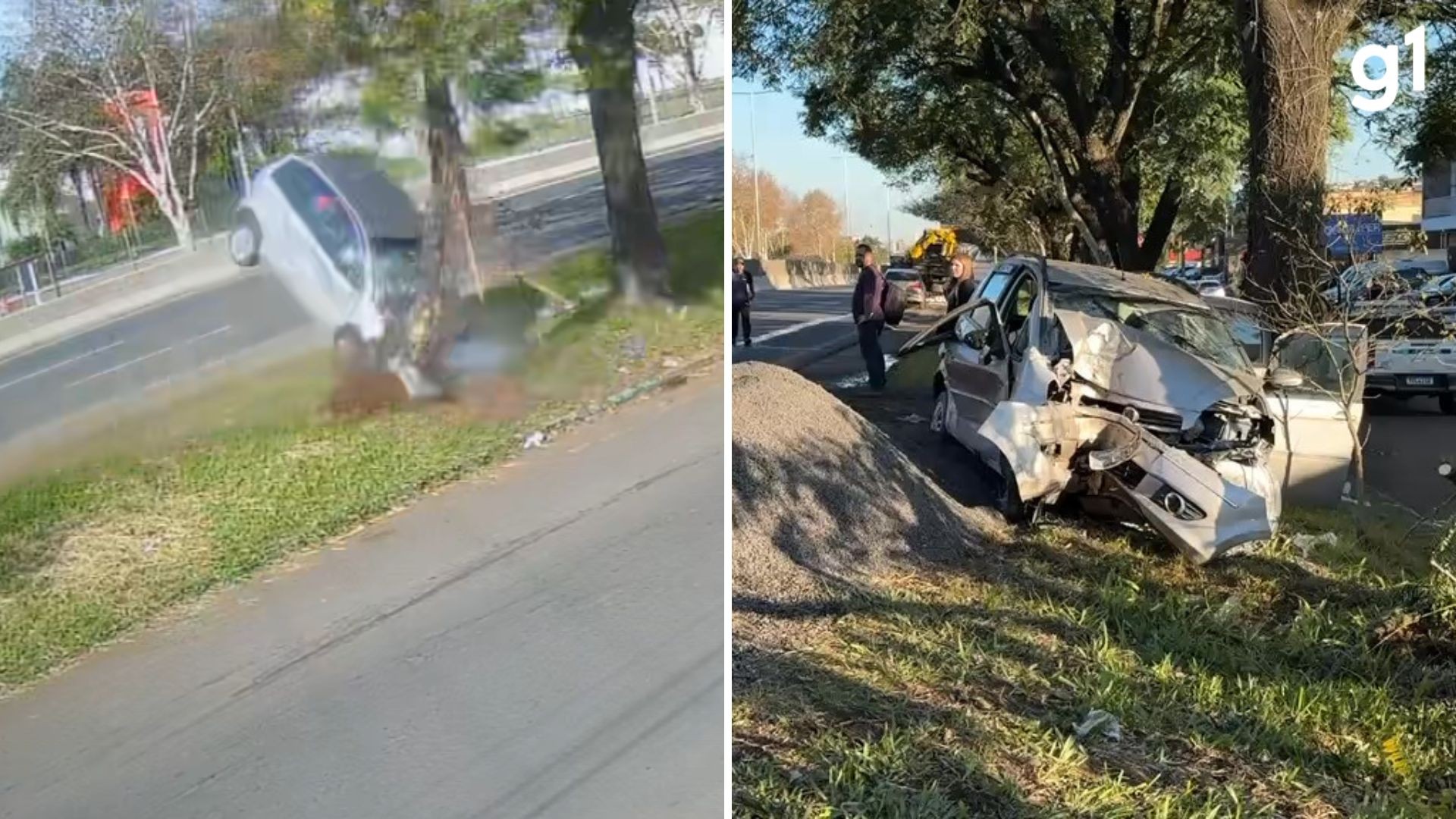 VÍDEO: Carro com 6 ocupantes da mesma família atinge árvore após choque com caminhão no RS