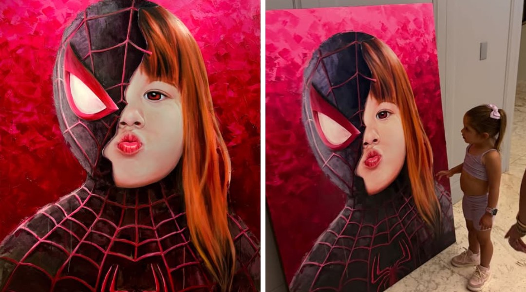 Quem é o artista que pintou o quadro da filha de Virginia, inspirado no Homem-Aranha