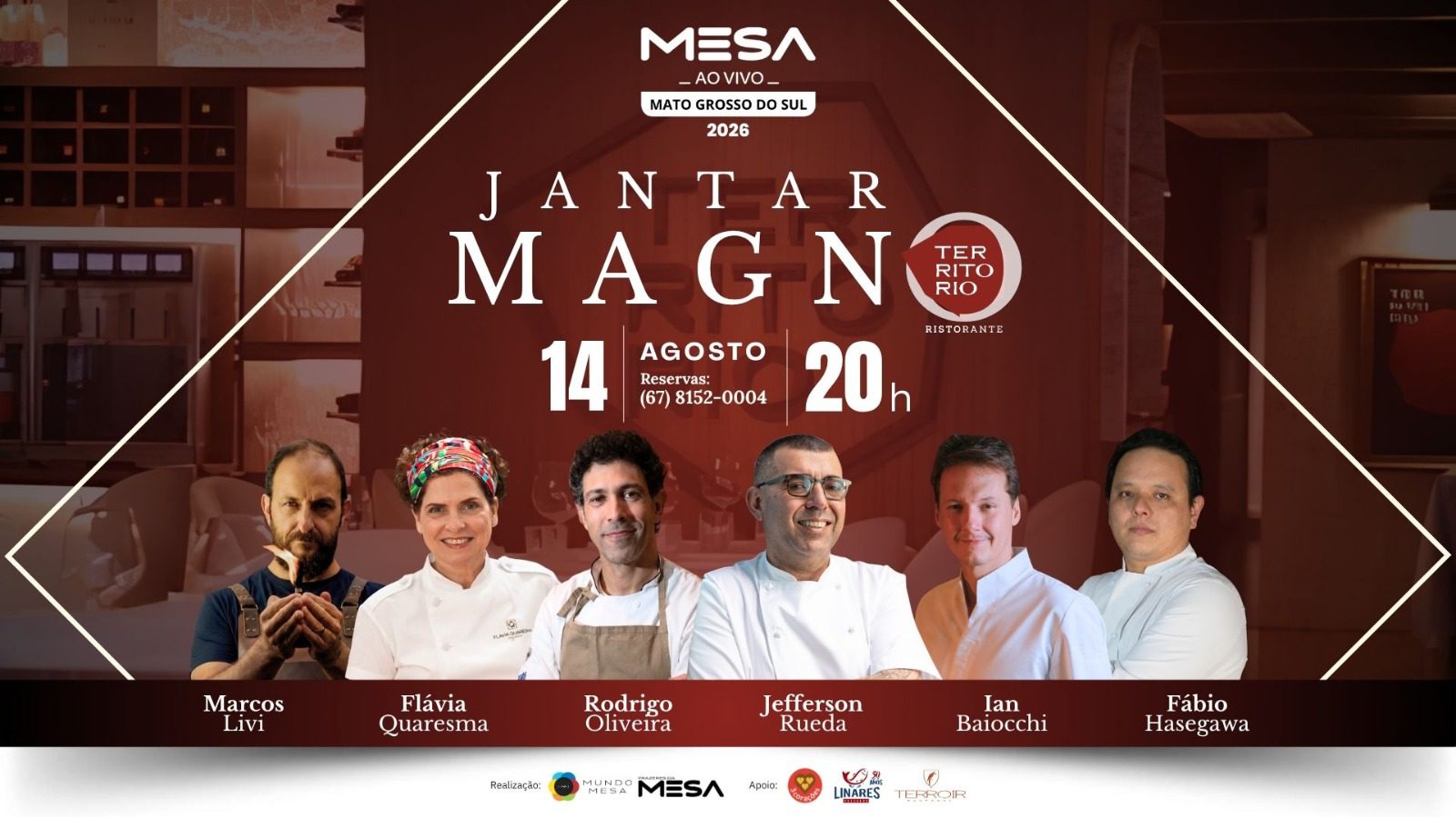 Jantar Magno reúne grandes chefs em Campo Grande