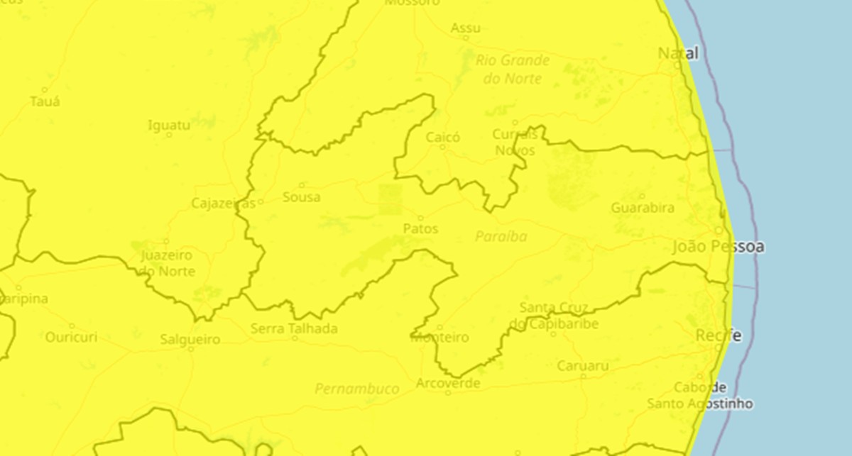 Inmet emite alerta de vendaval para todas as cidades da Paraíba