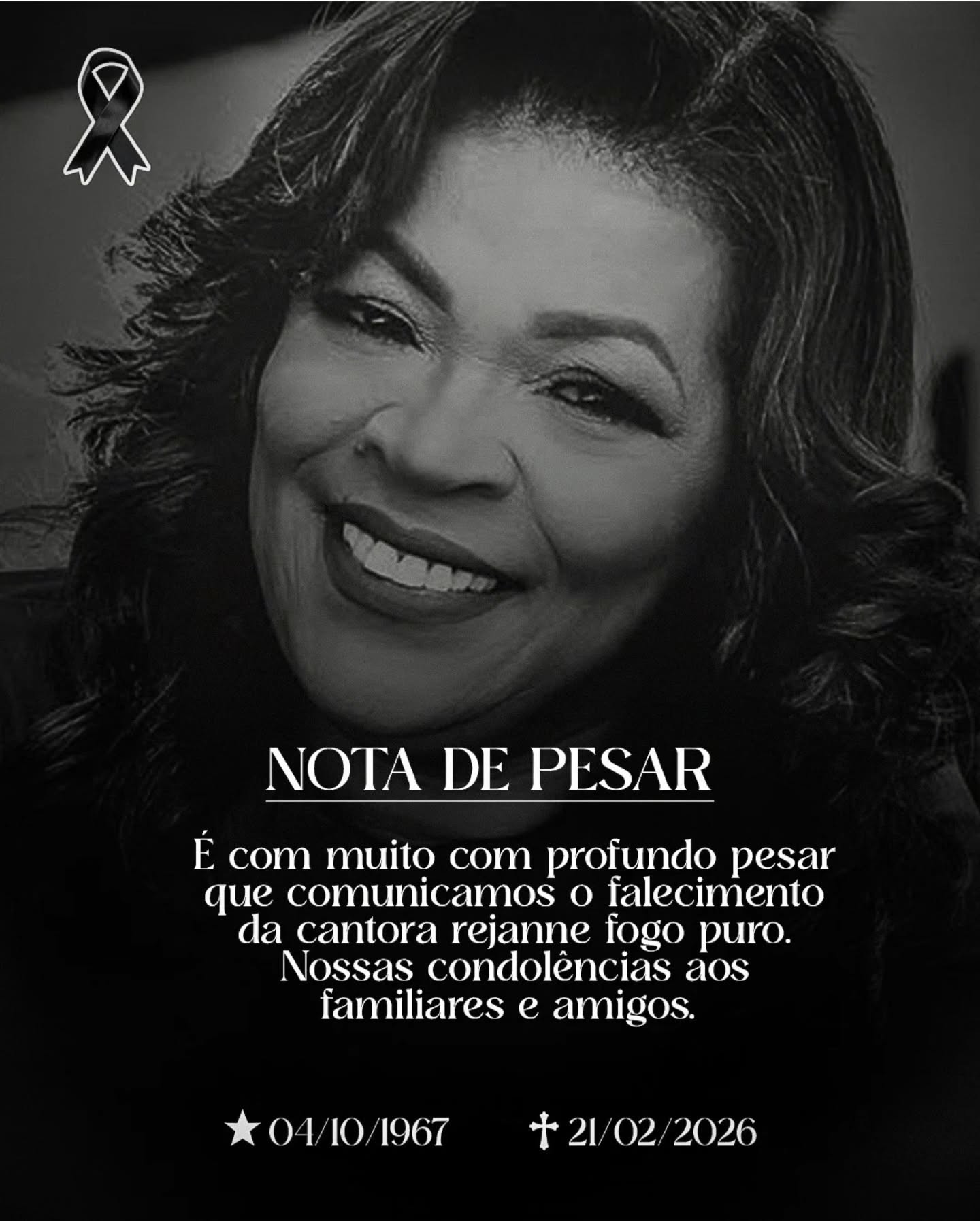 Morre cantora gospel Rejanne Fogo Puro, aos 59 anos