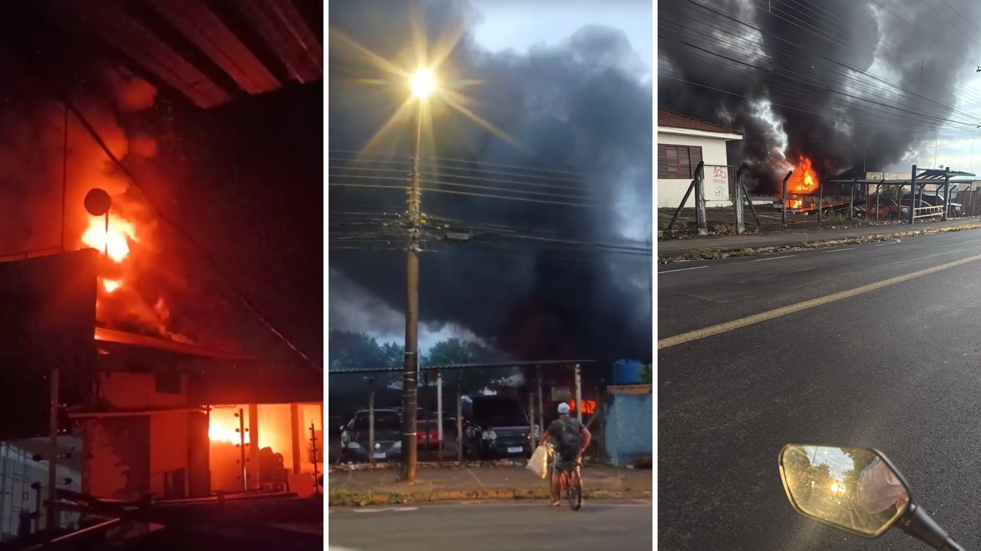 VÍDEO: incêndio atinge fábrica de pneus e espalha 'nuvem' preta de fumaça em Catanduva