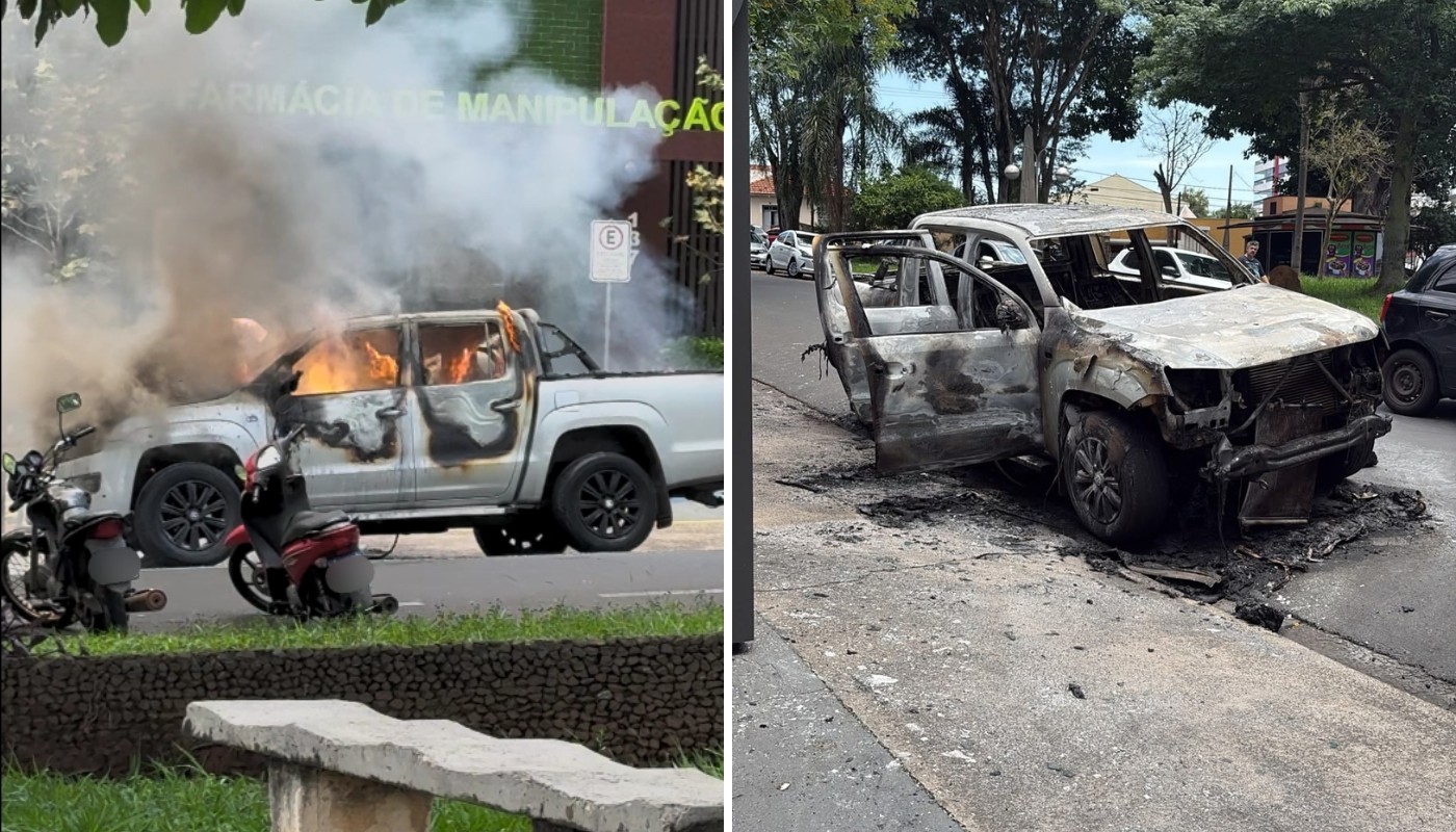 Caminhonete pega fogo em avenida de Americana