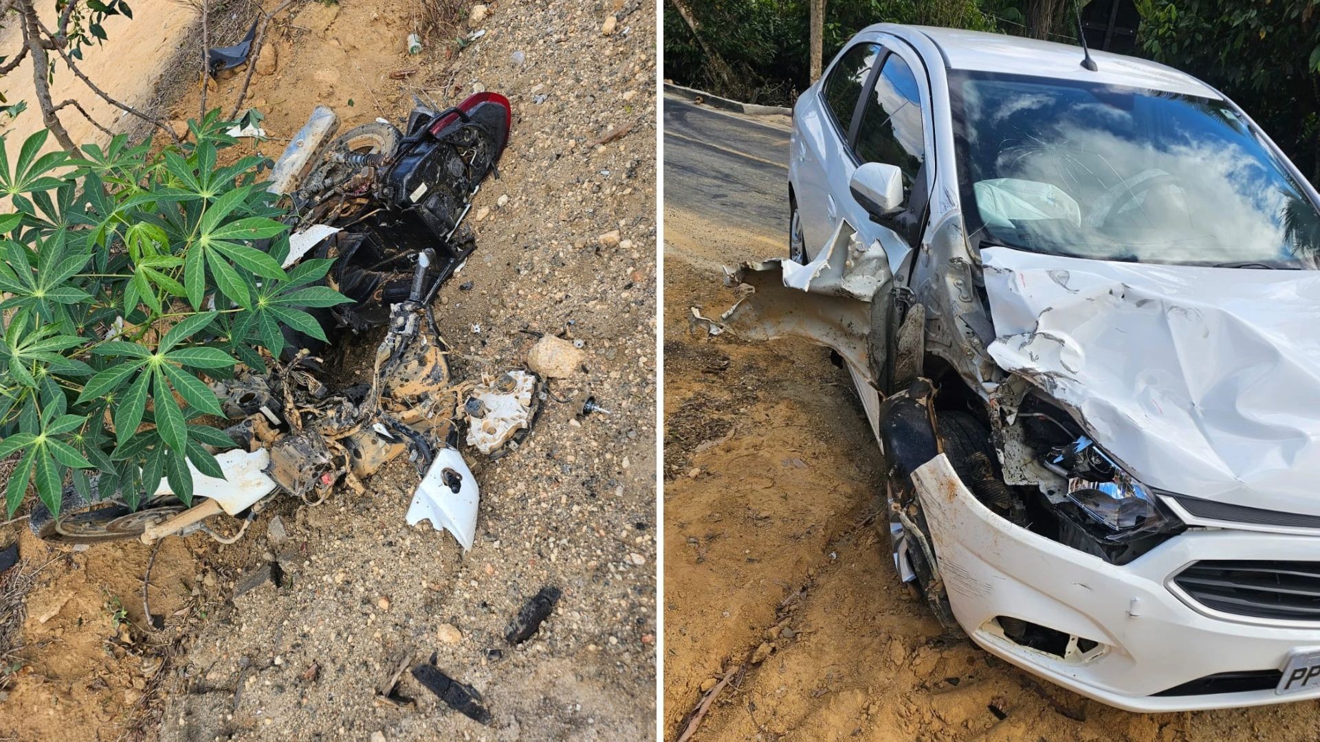 Jovem morre após moto e carro baterem em curva no Norte do ES; veja VÍDEO