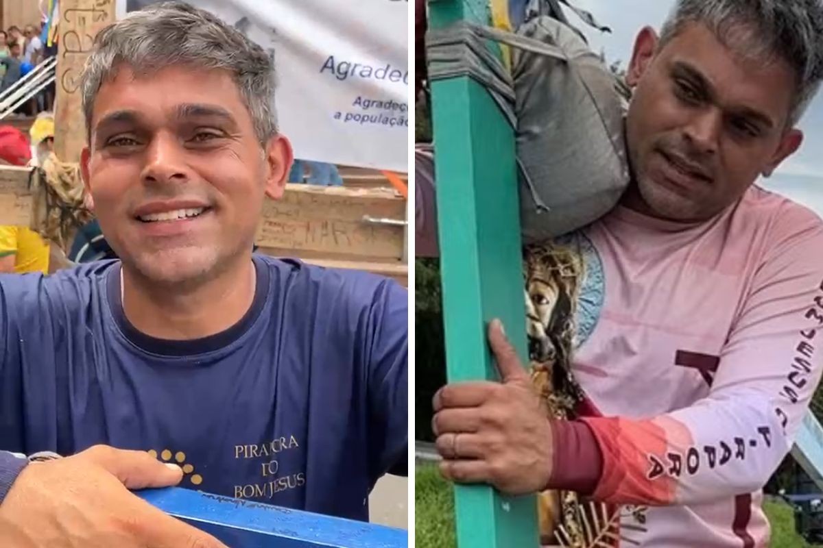 Empresário percorre 320 km com cruz de 10 metros nas costas e chega a Aparecida após 15 dias: ‘Momento mágico’