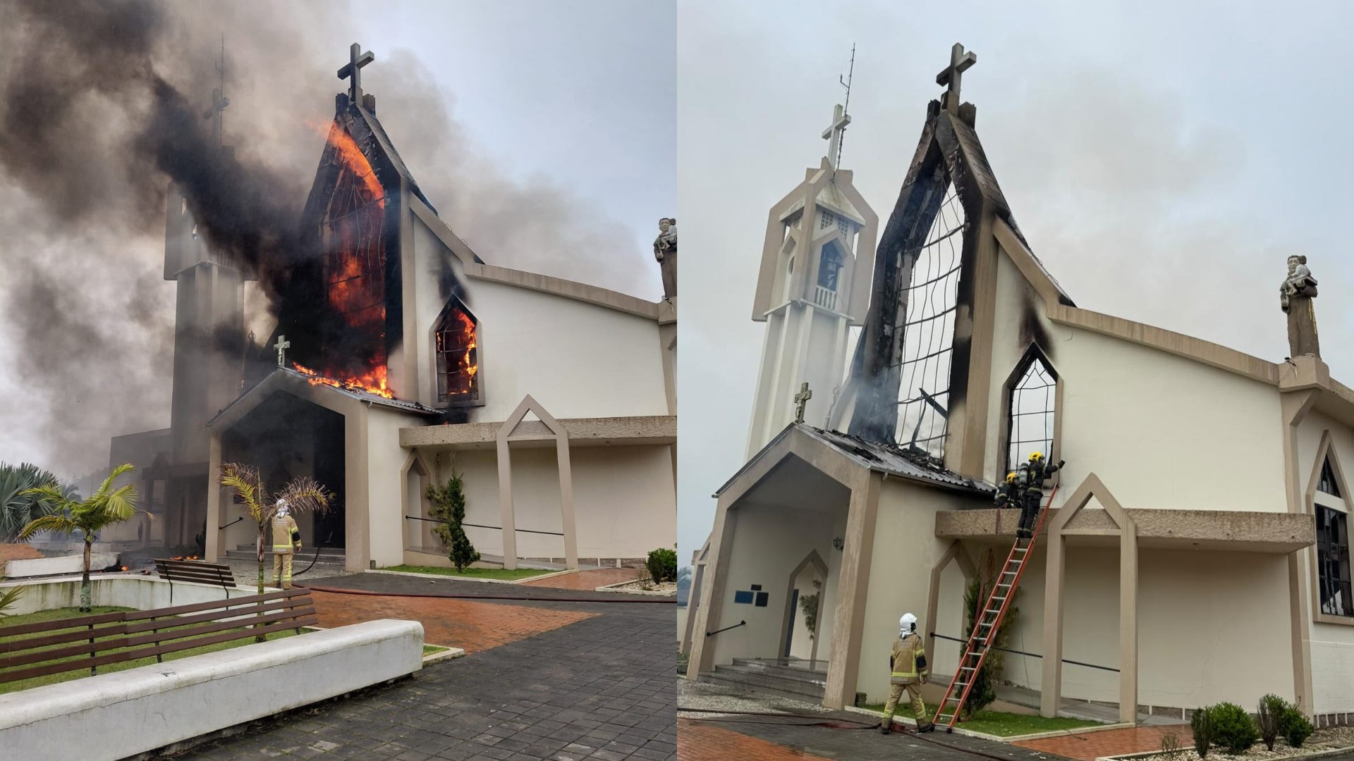 Polícia investiga incêndio em igreja matriz logo após missa em SC; veja o que se sabe sobre o caso